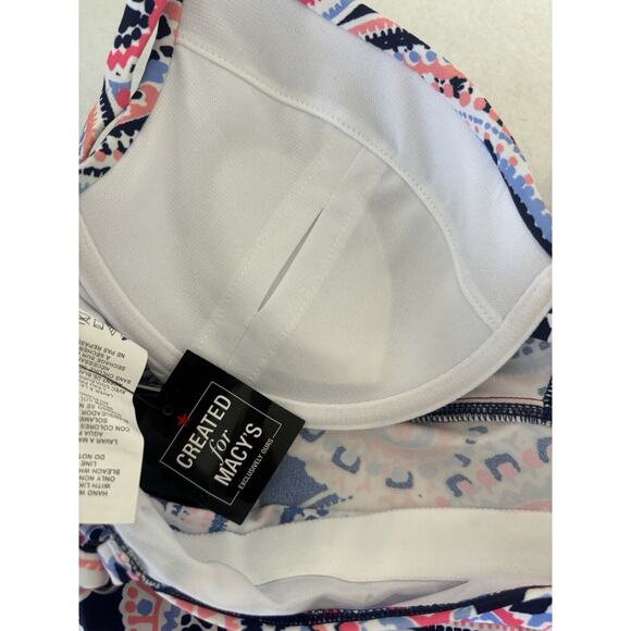 Island Escape Tankini Top Halter Neck Push‎ Up Swim Top Navy Multi Paisley Sz 8 - Picture 4 of 7